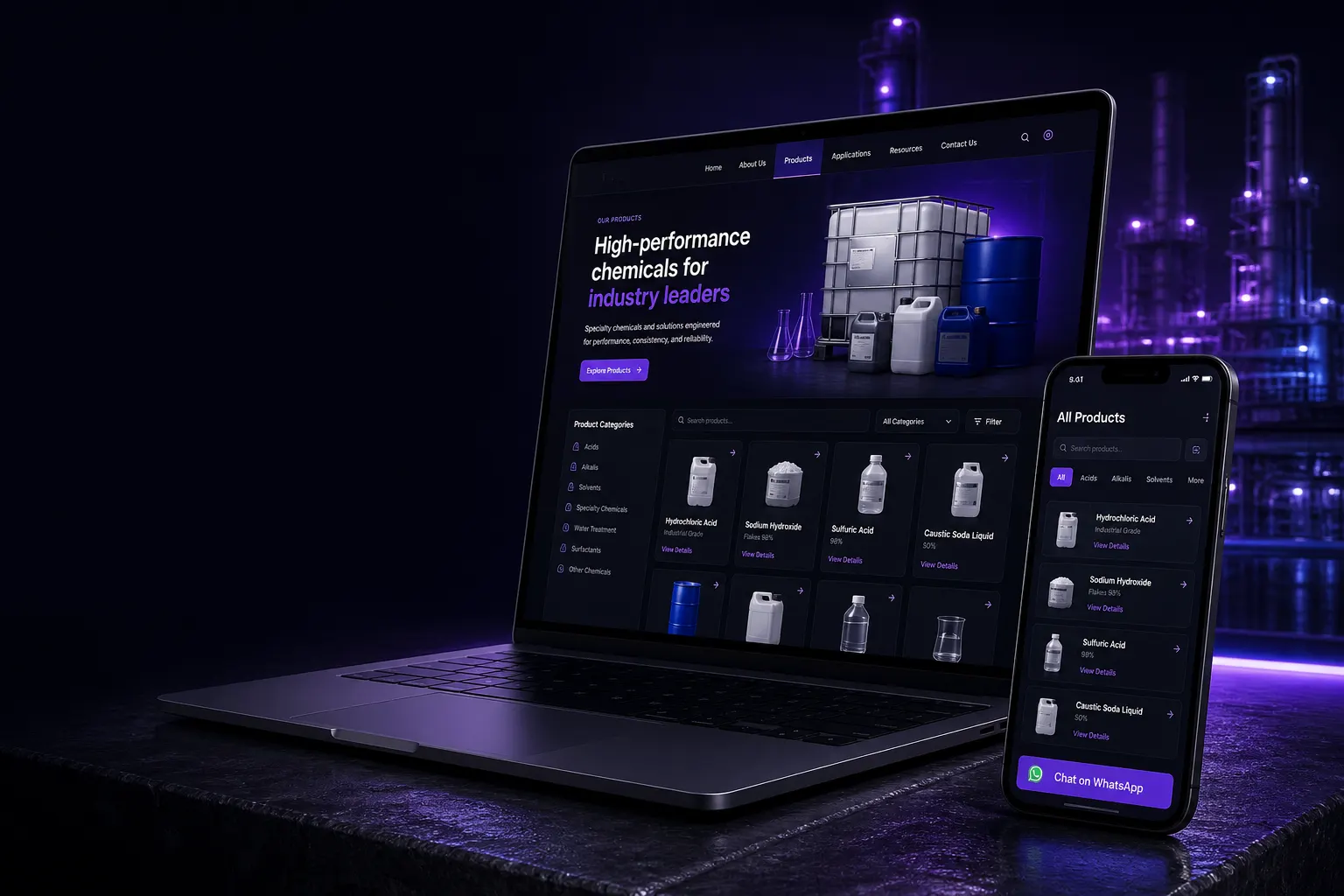 Business website on laptop and mobile